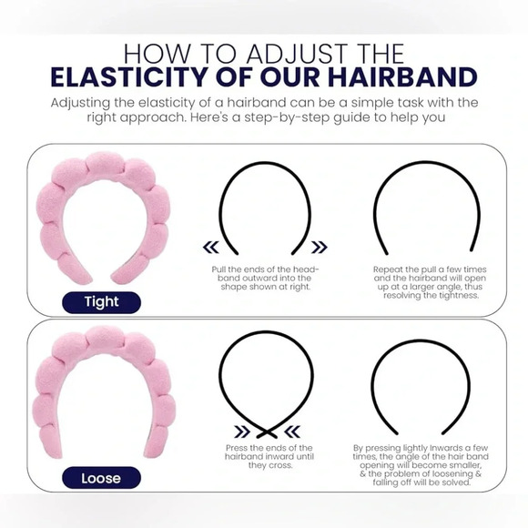 NEW Spa Headbands for Washing Face, Makeup and Skincare. Set of 2 aqua and pink - Picture 4 of 9